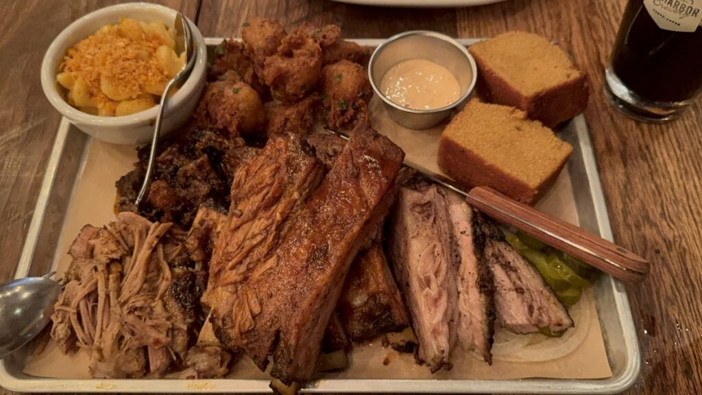 Southern BBQ platter with sides